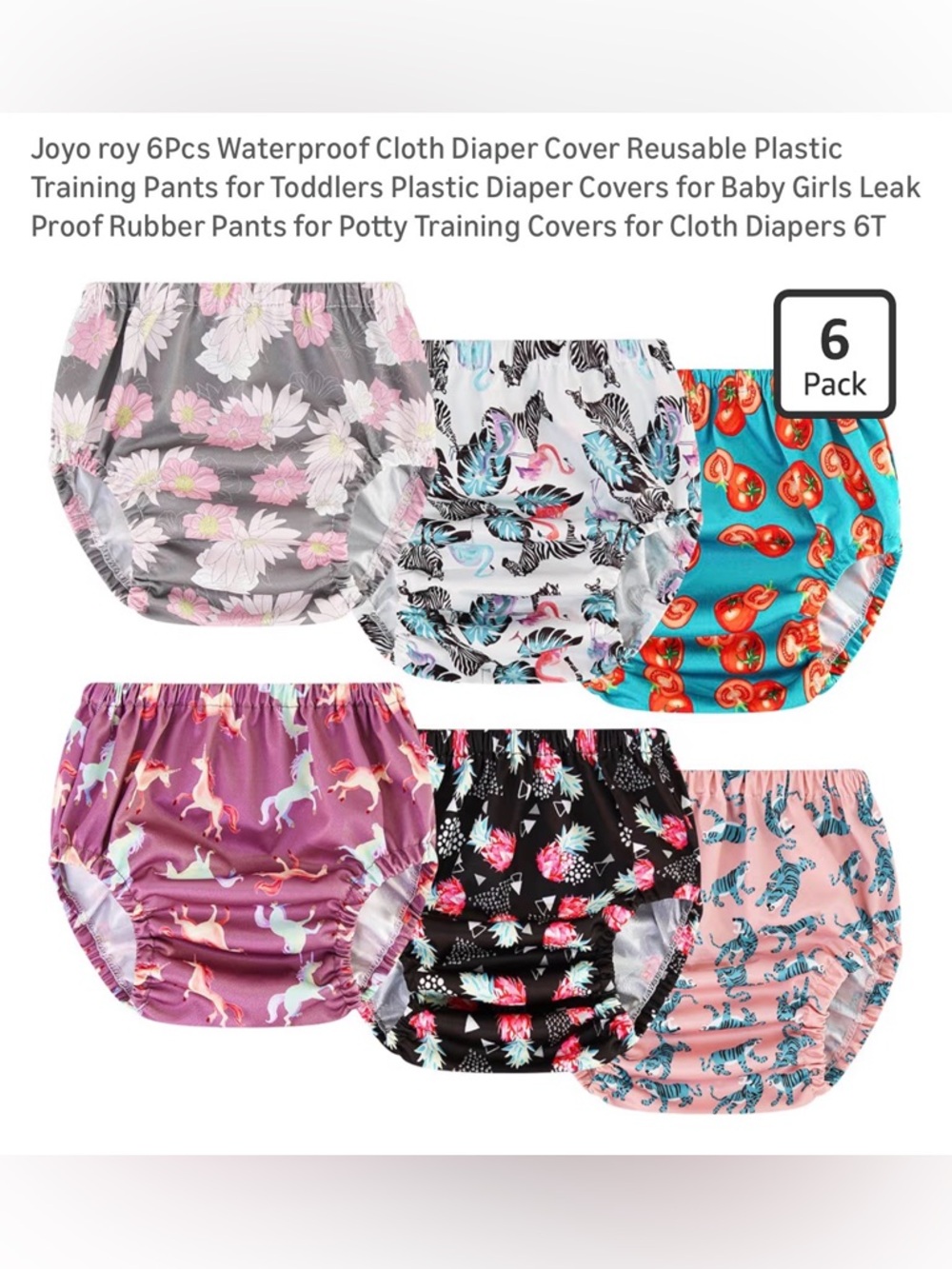 Joyo Roy 6 Pairs of Waterproof Plastic Potty Training Covers Size 6T Reusable